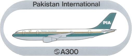 PIA Airbus A300 sticker