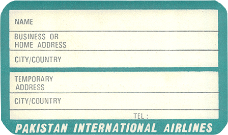 PIA Baggage Label