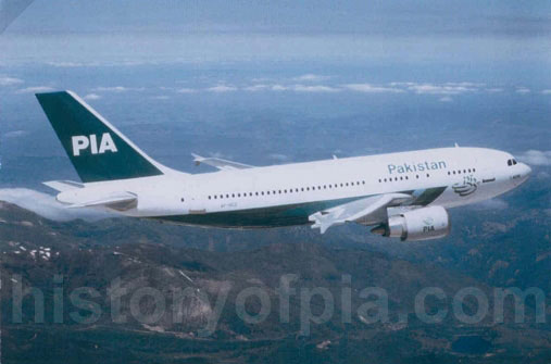 PIA Airbus A310-308 postcard